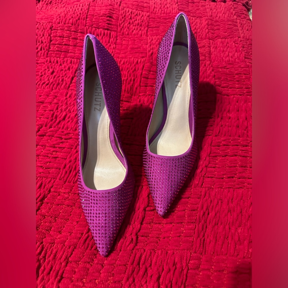 NWT Schutz gorgeous hot sexy magenta pink rhinestone encrusted go get ‘em heels - Picture 8 of 14